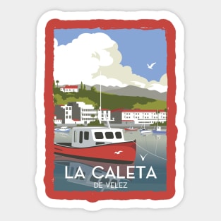 Spain La Caleta De Velez  Harbor Vintage Travel Poster Gift Sticker